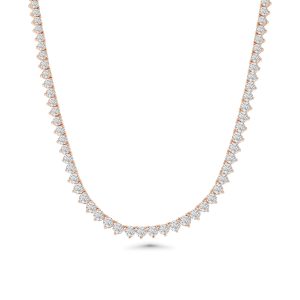 14k rose gold diamond tennis necklace. - 10832
