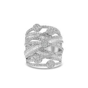 18k white gold diamond cocktail ring. - 10104