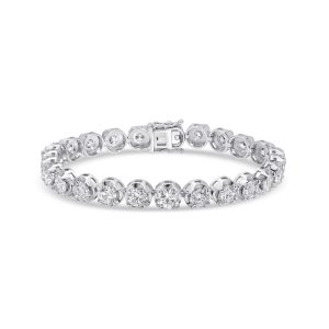 14k white gold diamond bracelet. - 10492