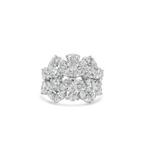 14k white gold diamond cocktail ring. - 10551