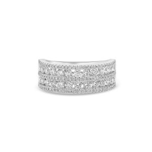 14k white gold diamond cocktail ring. - 10553