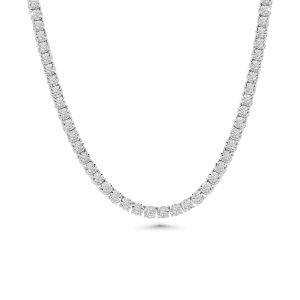 14k white gold diamond tennis necklace. - 10840