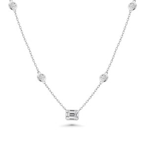 14k white gold diamond necklace. - 11238