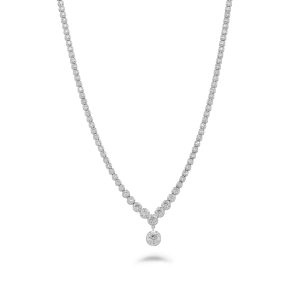 14k white gold diamond drop necklace. - 11552