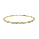14k yellow gold diamond flexible bangle. - 10206