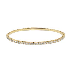 14k yellow gold diamond flexible bangle. - 10206