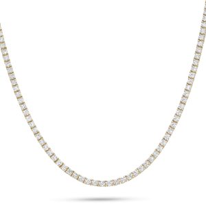 14k yellow gold diamond tennis necklace. - 10282