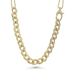 14k yellow gold diamond necklace. - 10284