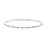 14k white gold diamond bangle. - 10642