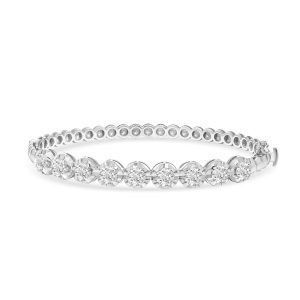 14k white gold diamond bangle. - 10674