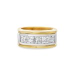 14k 2-tone diamond men's ring. - 10675