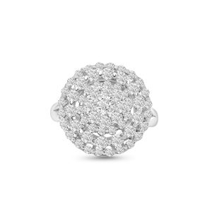14k white gold diamond cocktail ring. - 10676