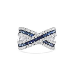 18k white gold diamond and colored stone ring. - 10678