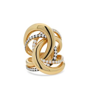 18k yellow gold diamond cocktail ring. - 10680