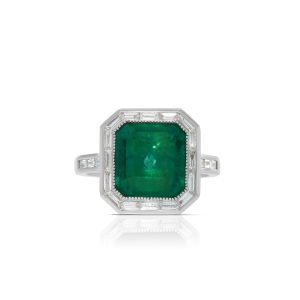 18k white gold diamond and colored stone ring. - 10719