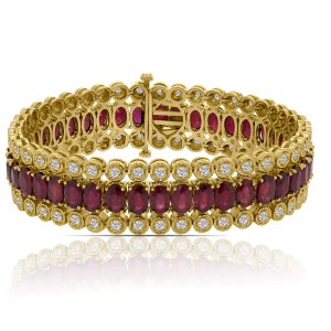 14k yellow gold diamond and colored stone bracelet. - 10720