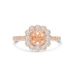 14k rose gold diamond semi-mount ring. - 10758