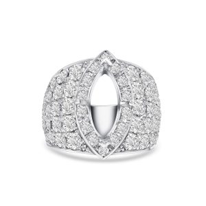 14k white gold diamond ring. - 10762