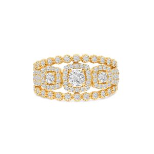 14k yellow gold diamond cocktail ring. - 10800