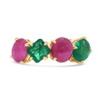 14k yellow gold colored stone cocktail ring. - 10808