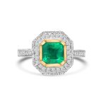 14k two tone diamond and colored stone ring. - 10810