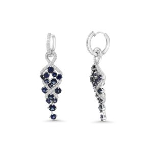 14k white gold diamond and colored stone earrings. - 10816