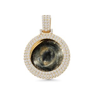 14k yellow gold diamond picture pendant. - 10928