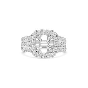 14k white gold diamond semi-mount ring. - 10964
