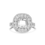 18k white gold diamond semi-mount ring. - 10966