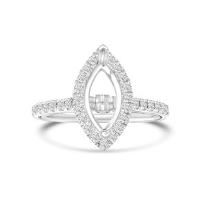 18k white gold diamond semi-mount ring. - 10967