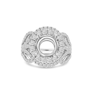 18k white gold diamond semi-mount ring. - 10968