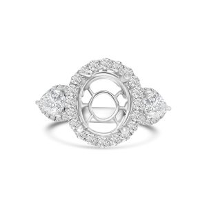 18k white gold diamond semi-mount ring. - 10969