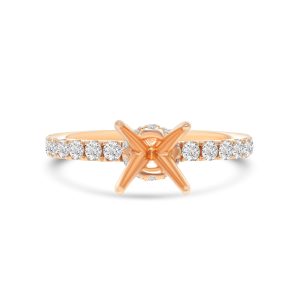 18k rose gold hidden halo semi-mount diamond ring. - 10970
