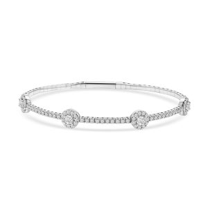14k white gold diamond flexible bangle. - 11008