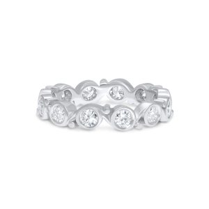 14k white gold diamond eternity band. - 11020