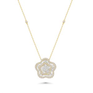 18k yellow gold diamond pendant. - 11044