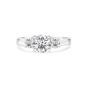 14k white gold 3 stone diamond ring. - 11147