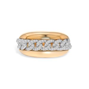 14k 2-toned diamond cocktail ring. - 11155
