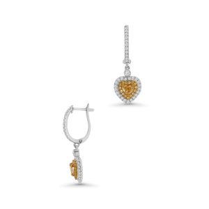14k white gold diamond drop earrings. - 11369