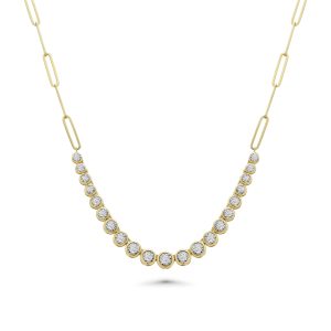 14k yellow gold diamond necklace. - 11676