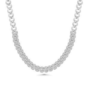 14k white gold diamond necklace. - 11694