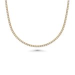 14k yellow gold diamond choker tennis necklace. - 11799