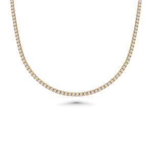 14k yellow gold diamond choker tennis necklace. - 11799