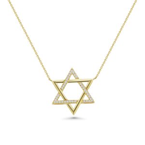 14k yellow gold diamond pendant. - 11806