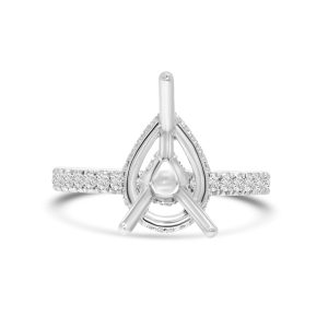 18k white gold diamond semi-mount ring. - 10074