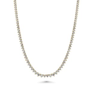 14k Yellow gold diamonds necklace. - 10095