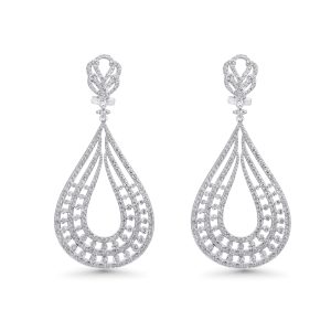18k white gold diamond earring. - 10511