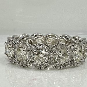 14k white gold diamond eternity band. - 10519