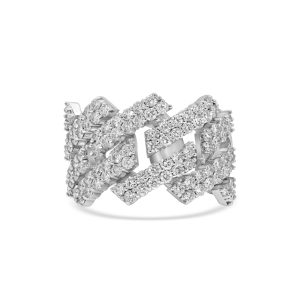 14k white gold diamond men's ring. - 10558