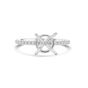 14k white gold diamond semi-mount ring. - 10594